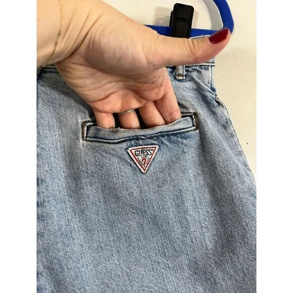 Vintage High Waisted Cuffed Denim 31 Blue Shorts 90s Mom Twee Cowgirl Western - Picture 8 of 15